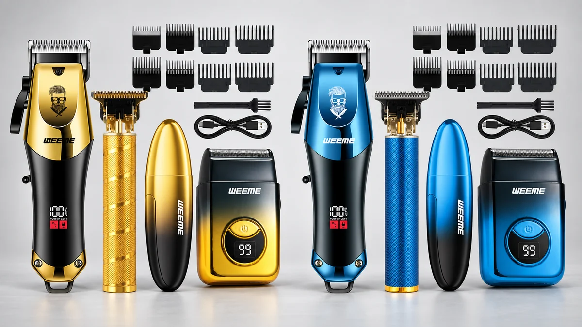 Goldene und blaue 810-Sets mit vier Geräten